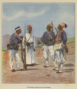 Malagasy og Hausa trefninger av after Louis Charles Bombled
