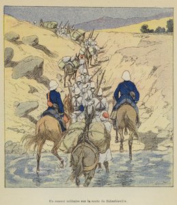En militærkonvoi på veien til Suberbieville av after Louis Charles Bombled