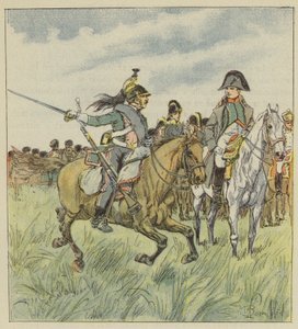 En drage advarer keiseren om sviket til en av hans generaler av after Louis Charles Bombled