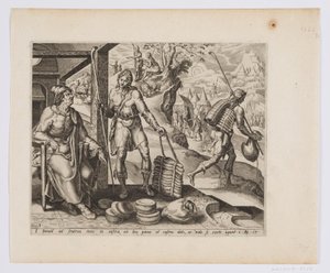 Jesse sender David med gaver til brødrene sine av after Maarten van Heemskerck
