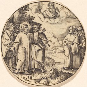 Kristus med tre av sine apostler av after Master IB