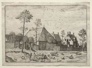 Utsikt over landsbyer i Brabant og Campine: Hyrder med flokk av after Master of the Small Landscapes