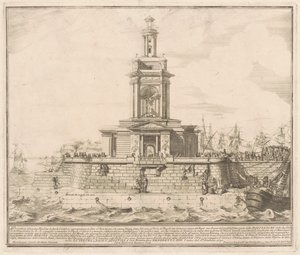 Prima Macchina for Chinea fra 1750: Den nye bryggen i Napoli av after Michelangelo Specchi Jérôme Charles Bellicard