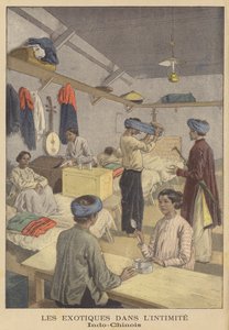 Folk fra Fransk Indokina i deres innkvartering på Exposition Universelle i 1900 i Paris