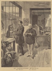 Forskere som analyserer anarkistiske bomber ved Paris Municipal Laboratory av after Oswaldo Tofani