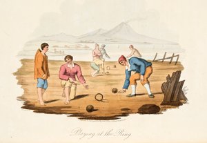 Playing at the Ring, fra Italian Scenery, som representerer manerer, skikker og fornøyelser i de forskjellige statene i Italia, pub. 1806 (håndfarget gravering)