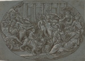 Triumf av Bacchus av after Perino del Vaga