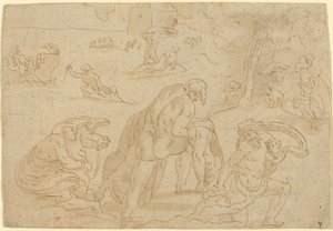 Syndfloden, fra Vatikanets Loggia av after Raphael