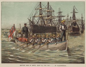 Britisk man of wars-båt i havnen i Alexandria