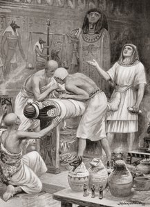 Balsamering av en kropp i det gamle Egypt, fra Hutchinsons History of the Nations, pub.1915