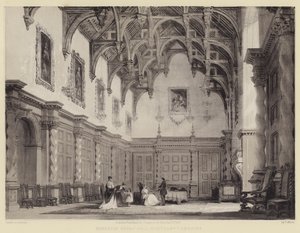 Burleigh Great Hall, Northamptonshire av after Thomas Allom