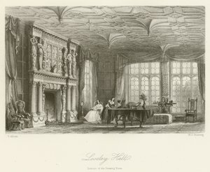 Loseley Hall, interiøret i salongen av after Thomas Allom