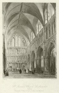 St Savios Church, Southwark, 1850, gammelt St Mary Overyes, med utsikt mot sørøst