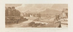 Utsikt over byen med Louvre. 1802; Plate 3 fra Views in Paris, Emanuel Volume av after Thomas Girtin