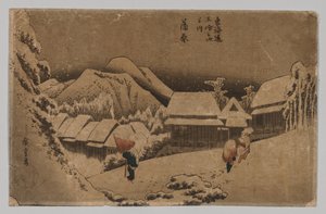 Kambara: Kveldssnø av after Utagawa Hiroshige