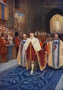 Kong Edward VII går inn i Westminster Abbey ved kroningen