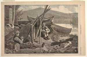 Camping ute i Adirondack-fjellene av after Winslow Homer