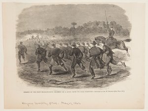 Anklagen for det første Massachusetts-regimentet på en opprørsriflegrav nær Yorktown av after Winslow Homer