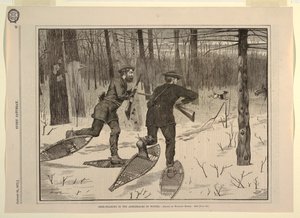Deer-Stalking in the Adirondacks in Winter, fra hver lørdag 21. januar 1871, s. 57 av Winslow Homer