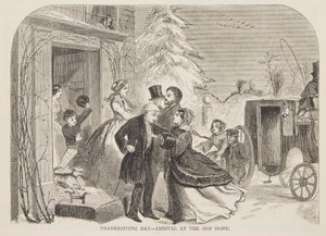 Thanksgiving Day – Ankomst til gamlehjemmet av after Winslow Homer
