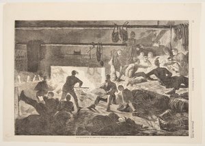 Winter-Quarters in Camp – Innsiden av en hytte av after Winslow Homer