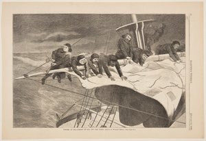 Vinter på sjøen – Tar inn seil utenfor kysten av after Winslow Homer