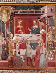 Hvordan demonen ba Gud prøve Job på tidspunktet for hans velstående fresco av Bartolo di Fredi (eller Manfredi De Battilori) (1330-1410) Collegiale de San Gimignano Italia