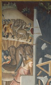 Scene fra Det gamle testamente: Ødeleggelsen av Jobs hus og tyveriet av flokken hans av sabianerne
