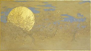 Happiness, 2014, olje og bladgull på panel