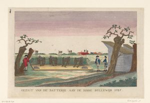 Batteri ved Binnen Bullewijk, 1787 Utsikt over batteriet ved Binne Bullewijk 1787 (tittel på objekt) Batterier rundt Amsterdam i 1787 (tyske kopier) (serietittel) av anonymous (attributed to)