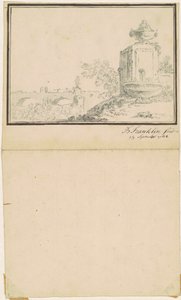 Landskap med en fontene av attributed to Benjamin Franklin Bache