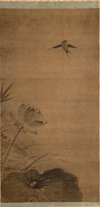 Svale og Lotus av attributed to Fachang Muqi