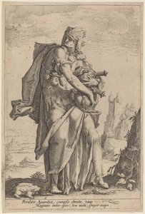 Gjærlighet av attributed to Jacob Matham, after Hendrik Goltzius