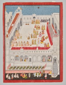 Maharana Jagat Singh deltar på Rasleela av attributed to Jai Ram