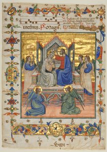 Leaf from an Antiphonary: Coronation of the Virgin av attributed to Master of the Beffi Triptych