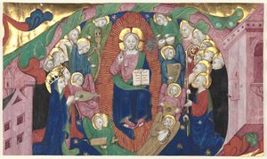 Fragment av en historisk initial fra en korbok: Kristus i majestet av attributed to Michelino Molinari da Besozzo