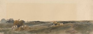 Høyproduksjon på bredden av en Lincolnshire-elv av attributed to Peter DeWint