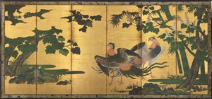 Phoenixes og Paulownia av attributed to Tosa Mitsuyoshi