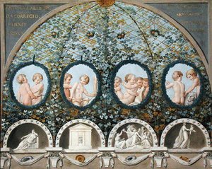 Design for a Ceiling Fresco, publisert ca. 1780 (gouache, blekk og wc på etset bunn) (se også 192026-028) av c.1489 1534 after Correggio
