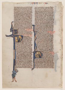 Blad fra en latinsk bibel: Initial P: St. Paul med et sverd og en bok av circle or workshop of William de Brailes