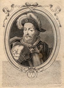 Portrett av Francois I (1494 - 1547), konge av Frankrike - Frans I, konge av Frankrike - gravering fra 