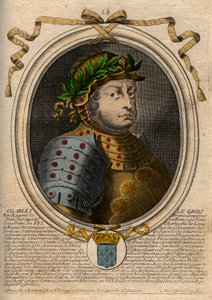 Karolingiske dynasti: Portrett av Charles III Le Gros (839-888) Frankenes konge - Charles III den tykke - gravering fra 'Les Augustes Representations de tous les Kings de France fra Pharamond til Louis XIV', Paris