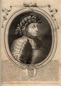 Karolingiske dynasti: Portrett av Charles III Le Gros (839-888) Frankenes konge - Charles III den tykke - gravering fra 