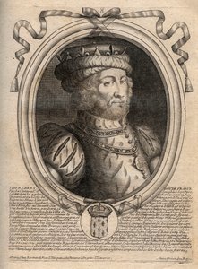 Portrait of Caribert, king of the Franks (561-567) - Caribert or Charibert (d.567) King of the Franks - engraving from 