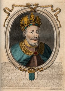Portrett av Charles II the Bald (823-877), konge av Frankrike - Charles II (823-877) the Bald - gravering fra 