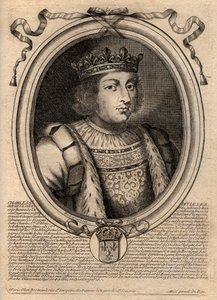 Portrett av Vismannen Karl V (1338 - 1380) - Vismannen Karl V eller Vismannen Karl V, kongen av Frankrike fra huset til Valois - gravering fra 