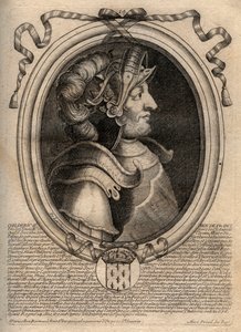 Portrett av Childeric II, kongen av frankene fra 670 til 673 - CHILDERIC II 655-675 Konge merovinger av Frankrike og Austrasia - gravering fra 'Les Augustes Representations de tous les Kings de France fra Pharamond til Louis XIV', Paris