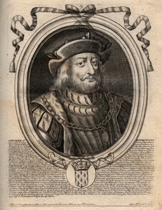 Portrait of Chilperic I (539 - 584), King of Neustria - Chilperic I, Merovingian King of France - engraving from 