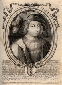 Portrett av Clothaire III (652 - 673), konge av Neustria og Burgund - Chlothar III eller Clotaire III, konge av frankerne fra merovingernes hus - gravering fra 