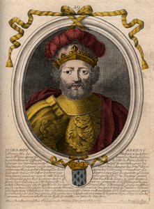 Portrett av Eudes (Odon) (v. 860 - 898), greve av Paris og Troyes, daværende konge av Frankrike - EUDES-greve av Paris valgt til fransk trone etter avsettingen av keiseren Karl - gravering fra 'Les Augustes Representations de tous les Kings de France f
